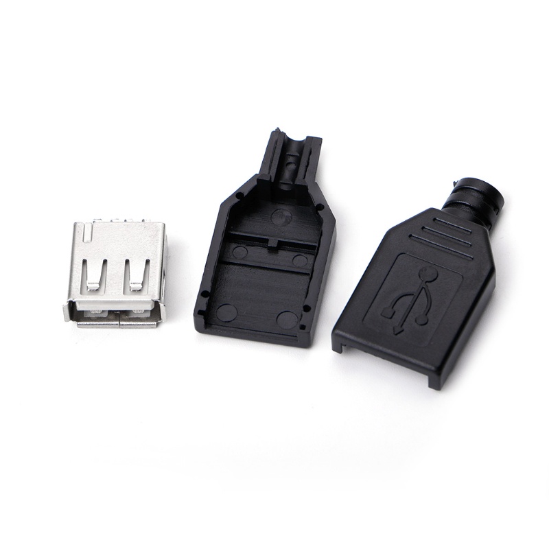 Set 10 Đầu Nối Phích Cắm USB Type A 4 Pin Màu Đen Bằng Nhựa DIY