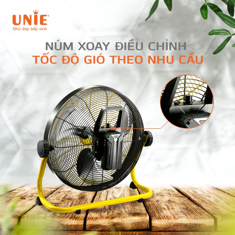 Quạt tích điện Hanil - Unie UE-880 chất liệu làm bằng hợp kim Aluminium, chống thấm nước, dung lượng pin khủng 18000mAh.