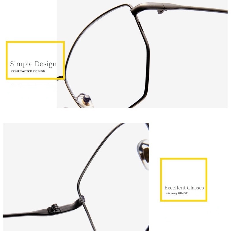 JIUERBA Mắt Kính Chống Tia UV400 Gọng Kim Loại Lớn Hình Đa Giác Phong Cách Cổ Điển Thời Trang Mới Cho Nam Nữ