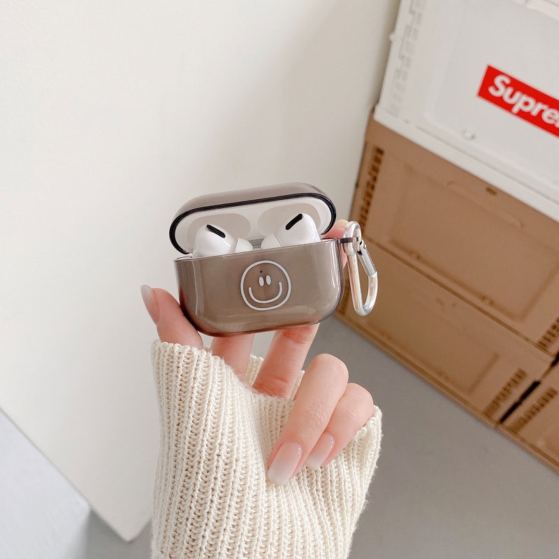 Vỏ Bảo Vệ Hộp Sạc Tai Nghe Bluetooth AirPods 2 3 1 Pro Bằng TPU Mềm Trong Suốt Họa Tiết Mặt Cười Dễ Thương