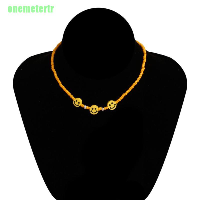 Vòng Cổ Choker Mặt Cười Nhiều Màu Sắc Phong Cách Bohemian Thời Trang Mùa Hè