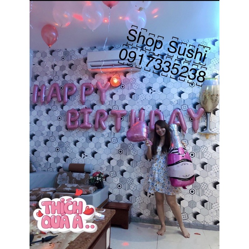 Set bóng trang trí sinh nhật chai Ly(30 bóng nhũ thường ) nhiều tông màu