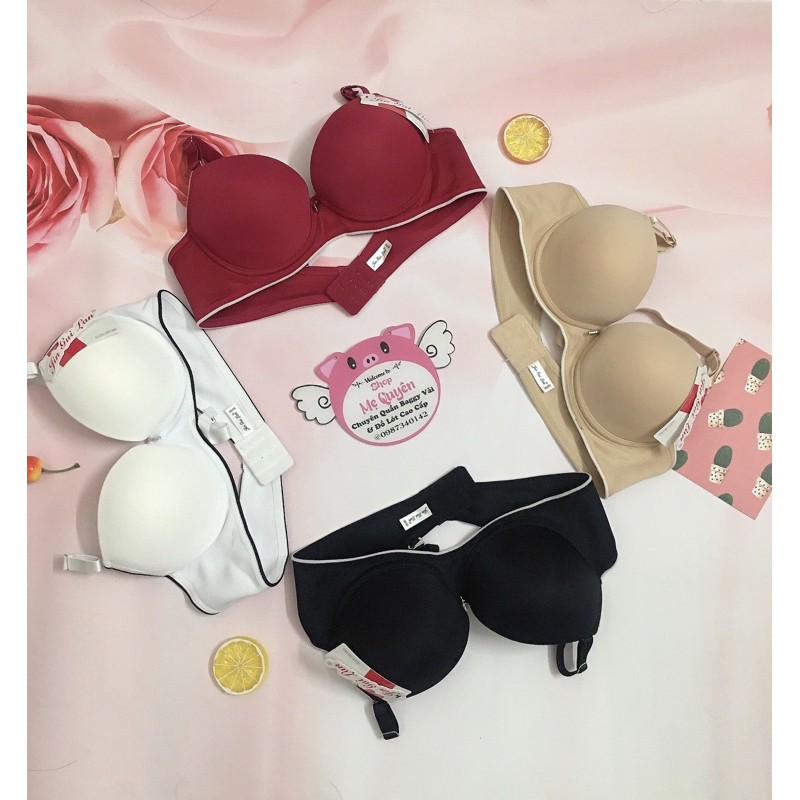 Áo lót quả trơn có gọng mút nâng dày 4cm phối viền cực Tây