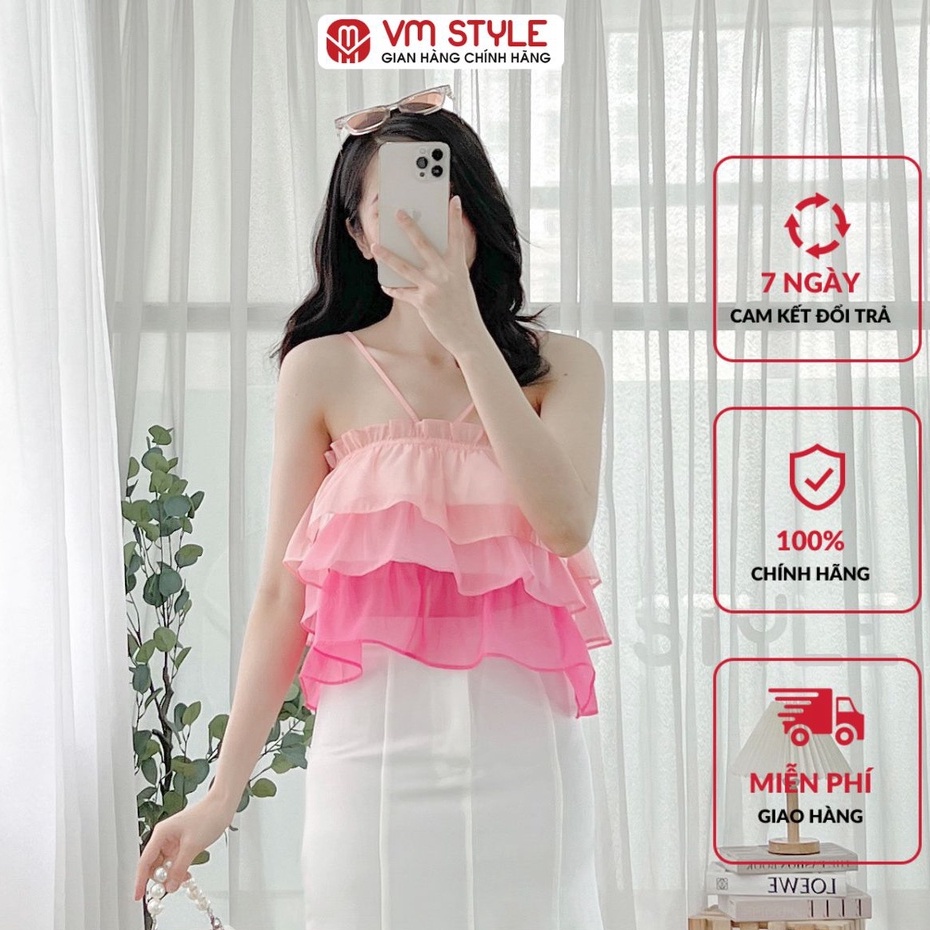 Áo 2 dây VMSTYLE kiểu croptop 3 tầng chất voan phối màu 030305 ASU00003