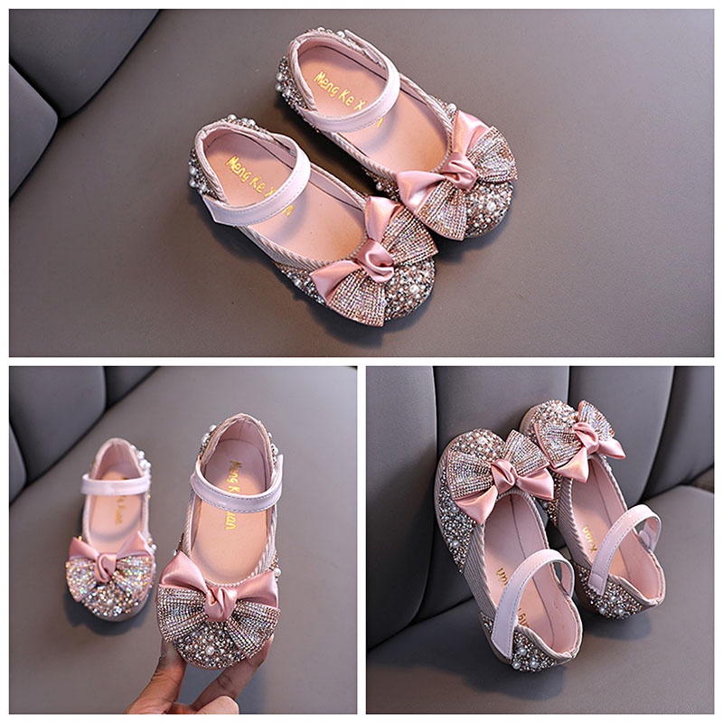 SUGE Giày Búp Bê Công Chúa Đính Kim Sa Lấp Lánh Cho Bé Gái