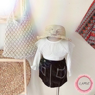 combo set chân váy da + áo đũi bèo