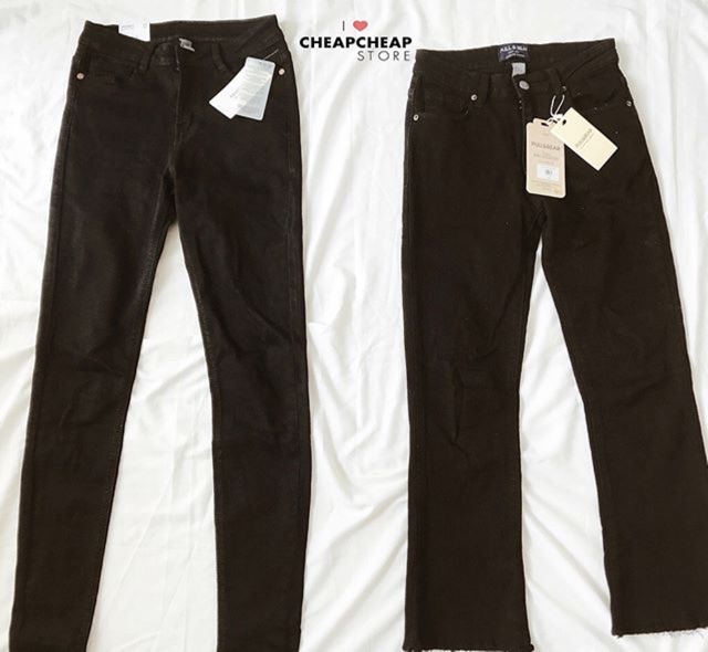 QUẦN JEANS ĐEN ống loe-skinny hình thật