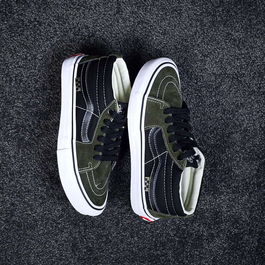 Giày Trượt Ván Chuyên Nghiệp VANS SKATE GROSSO MID PRO Midnight Màu Xanh Lá Phong Cách Retro Đường Phố 1692