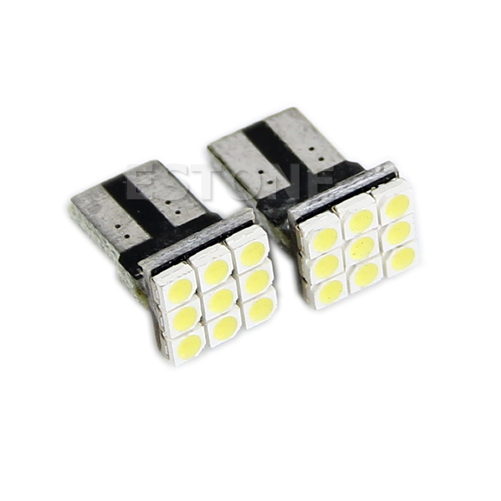 Bộ 2 đèn LED T10 194 168 W5W 9 SMD 3528 trang trí nội thất xe hơi