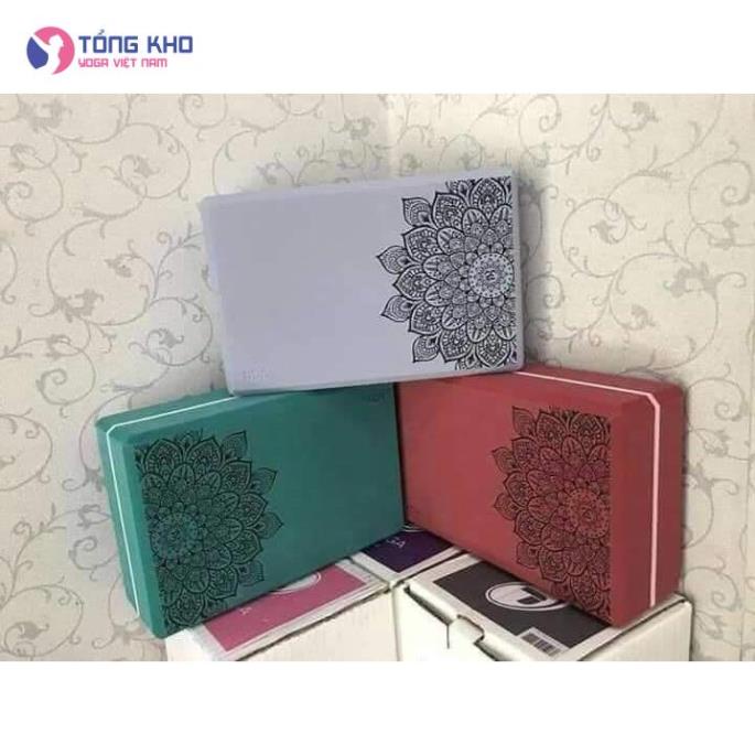 Gạch Tập Yoga EVA Cao Cấp Kẻ Viền In Hoa Văn Nặng 300-330gr Không Xẹp Lún