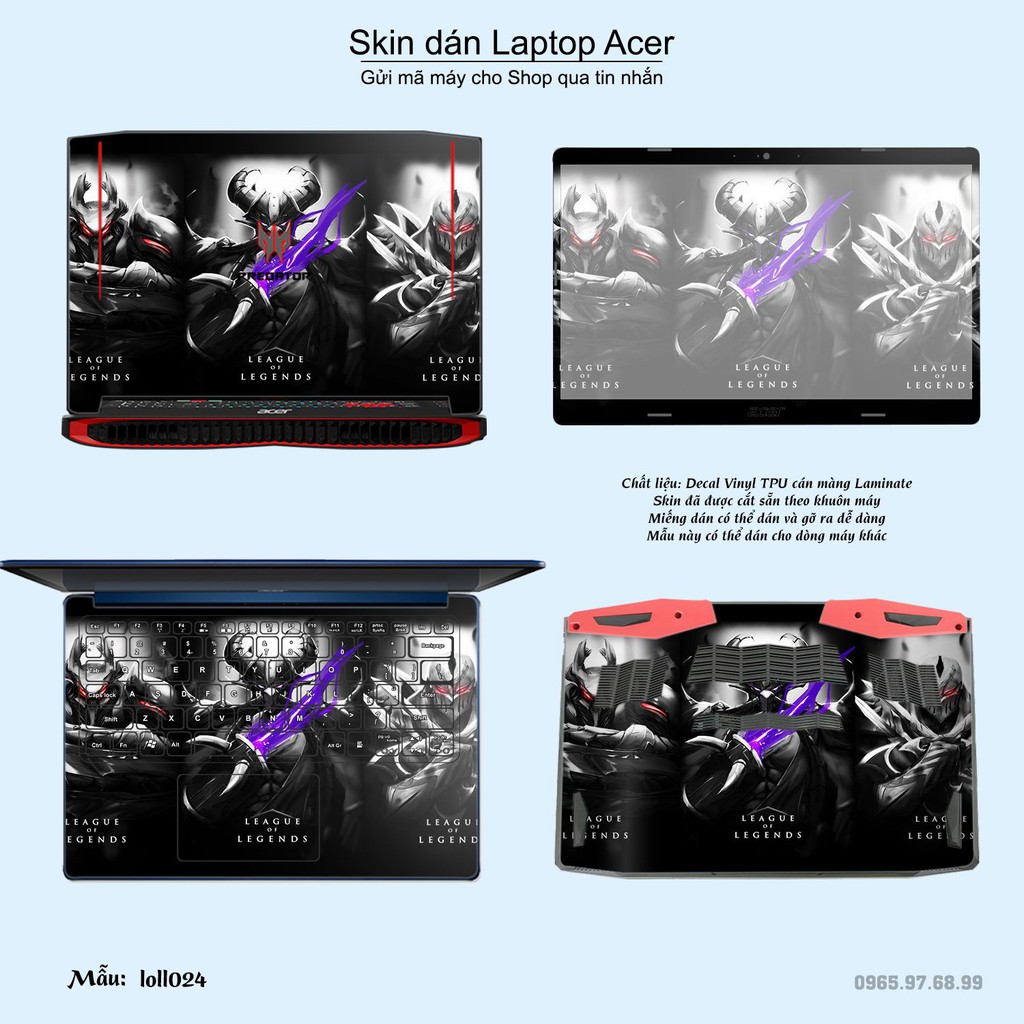 Skin dán Laptop Acer in hình Liên Minh Huyền Thoại nhiều mẫu 3 (inbox mã máy cho Shop)