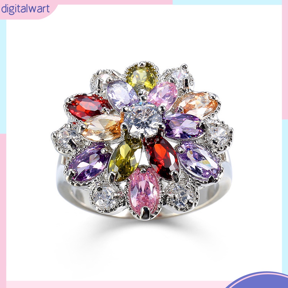Nhẫn nữ đính đá nhiều màu sắc tinh tế thời trang