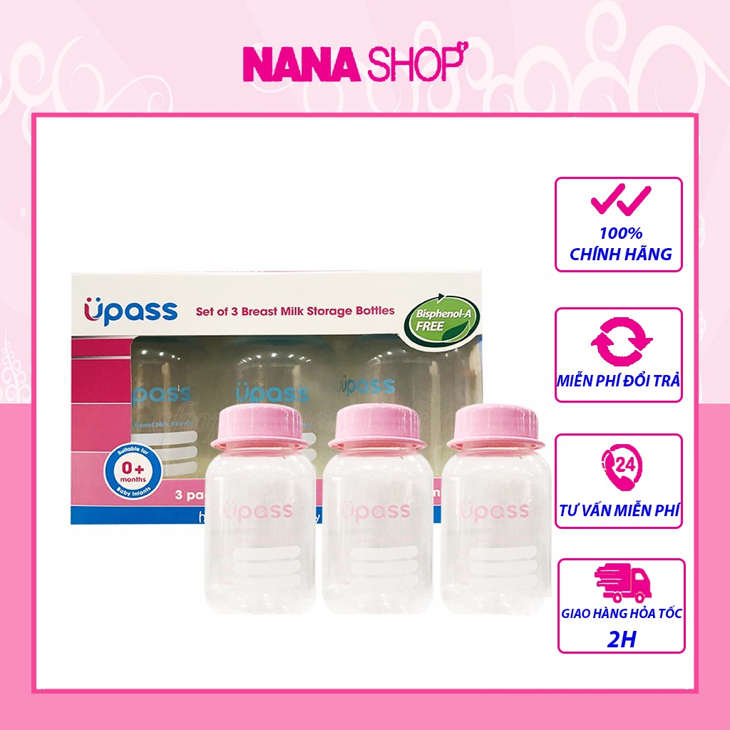 Bộ ba bình trữ sữa Upass Thái Lan 125ml/bình
