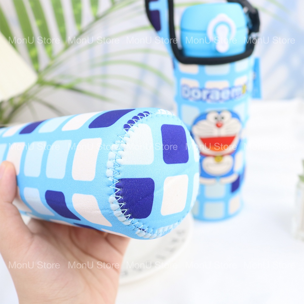 [KHÔNG KÈM BÌNH ]Túi đựng bình nước, chai nước hình trụ 300-550ml hình DORAEMON DOREMON dễ thương cute MON0276 TooYoo