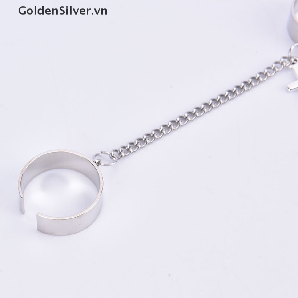 Set Nhẫn Hai Chiếc Dây Xích Bằng Thép Titan Mạ Vàng Phong Cách Hip Hop Cho Nam Giới