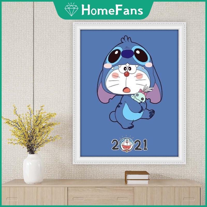 Bộ Tranh Đính Đá 5D Tự Làm 30x40cm/40x50cm Hình Doraemon Trang Trí Nhà Cửa