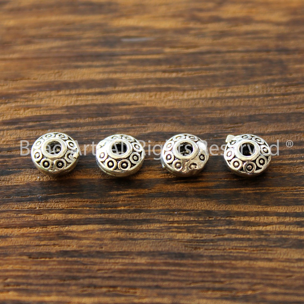 Charm Cách Nhỏ 4.5x3MM Bạc 925  Khắc Họa Tiết Tribal, Phối Vòng Tay Phong Thuỷ, Chuỗi Hạt, Trang Sức S50 - Bead Art