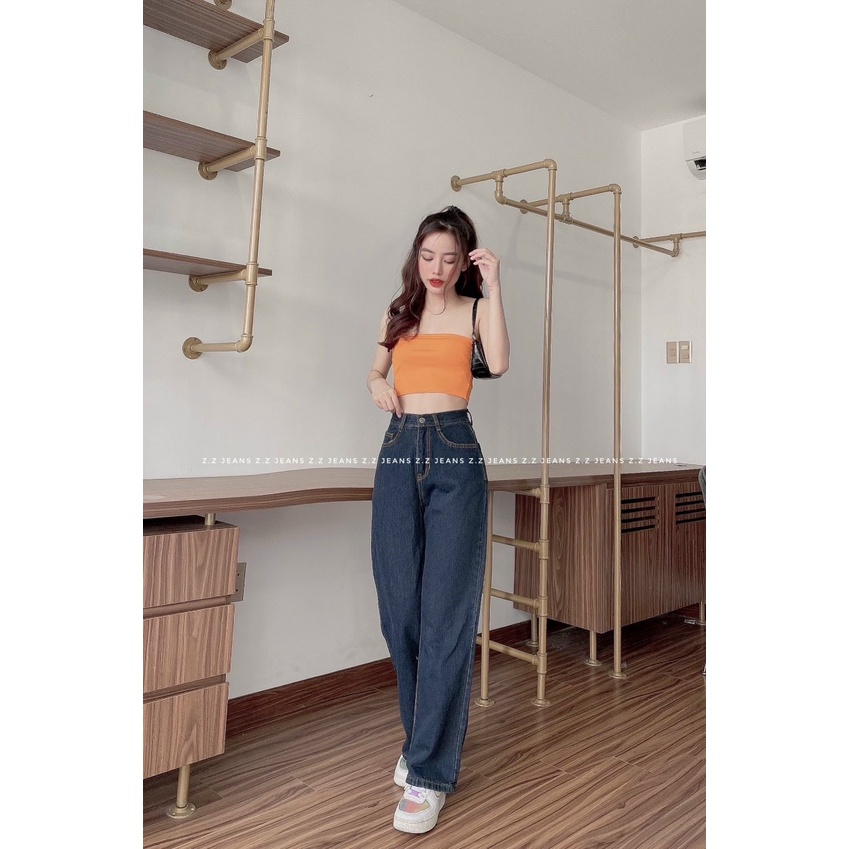 Quần jean nữ ống rộng màu đen, quần jean nữ baggy, quần nữ tôn dáng