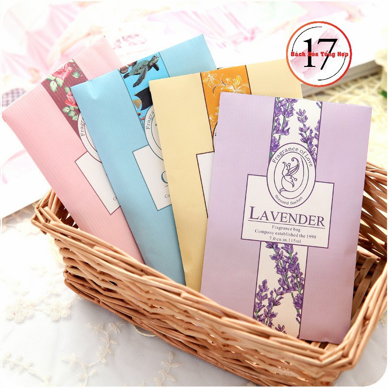 Túi thơm treo tủ quần áo, treo phòng, xe ô tô, nhà bếp, nhà tắm đủ mùi lavender, hoa hồng, hoa nhài...