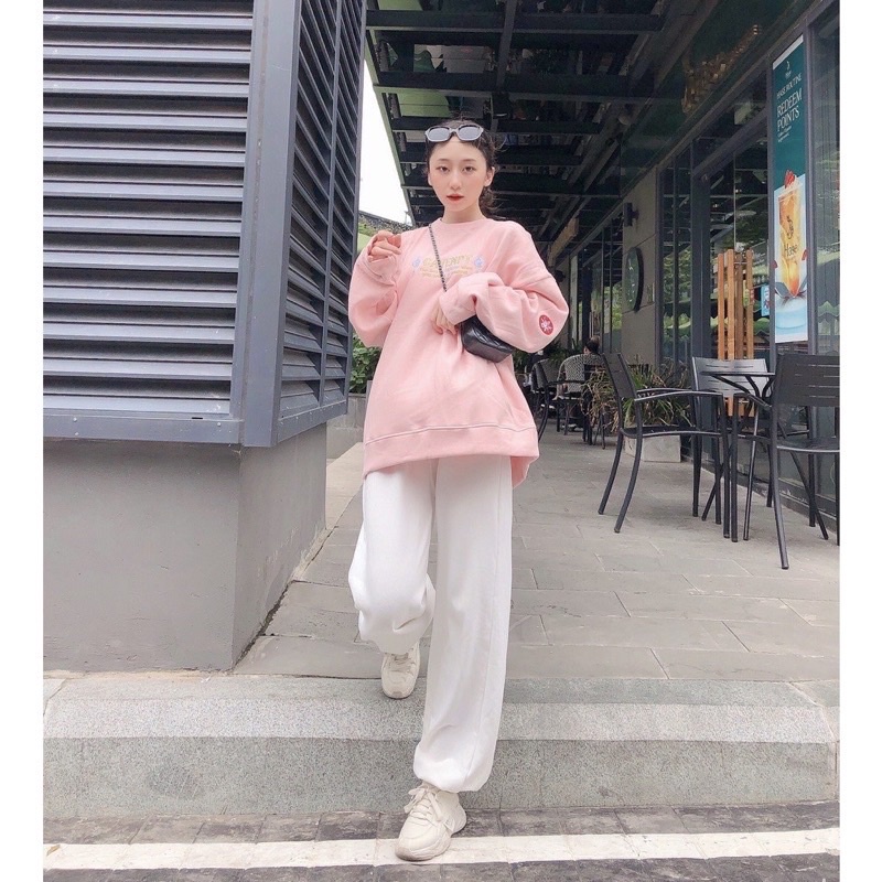 [SẴN] Set Bộ Áo Sweater Kèm Quần Bom Siêu Hot❤️ Áo Nỉ Ngoại Tay Phồng Thêu CAVEMPT From Rộng Ulzzang Unisex