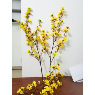 HCM-1 Cành mai đào giả - 1 Cành HOA MAI HOA ĐÀO GIẢ 5 Nhánh  - CAO 1m - TRANG TRÍ TẾT