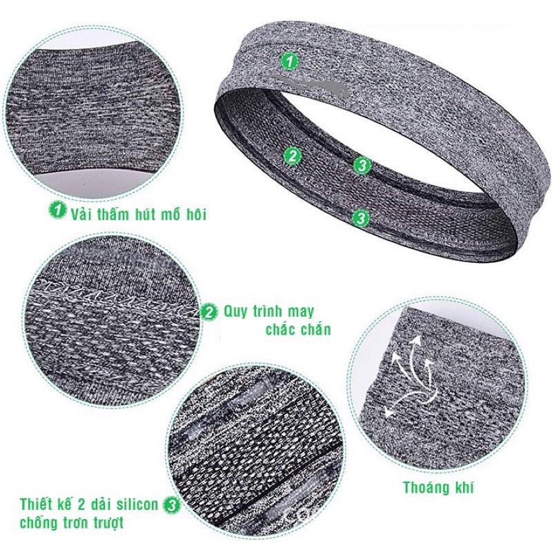 Băng Đô Thể Thao Headband Đeo Trán Thấm Chặn Mồ Hôi Tập Gym, Yoga, Aerobic