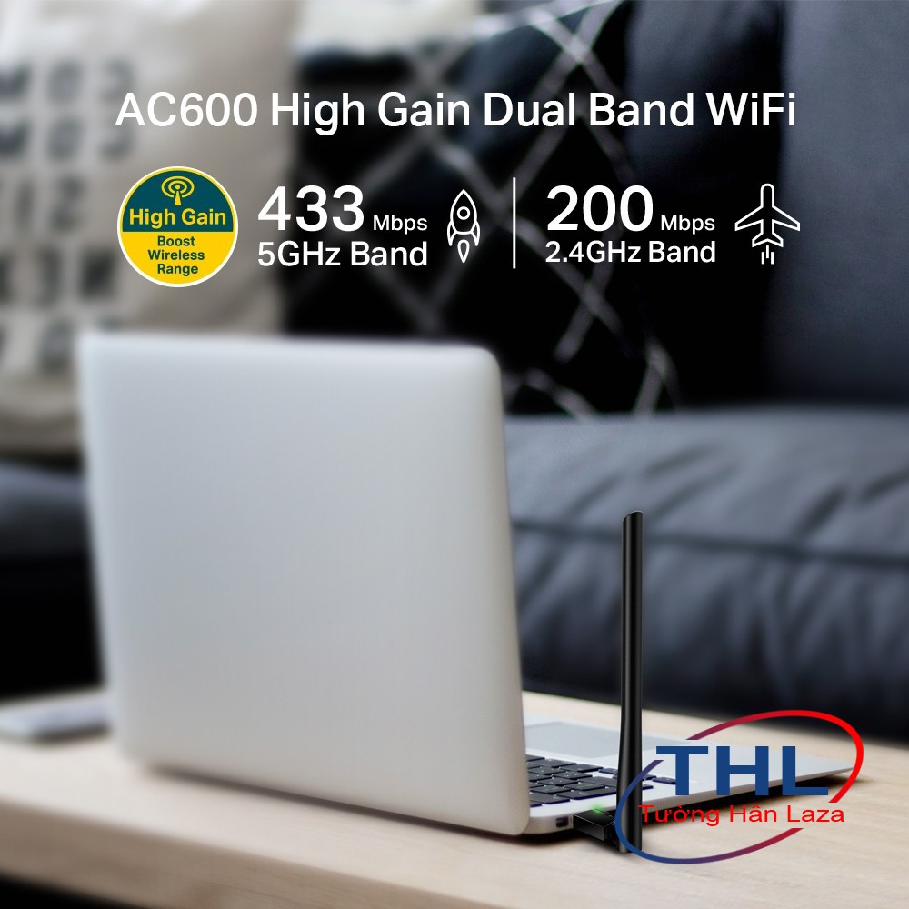 USB Thu Sóng Wifi TP-Link Archer T2U Plus Băng Tần Kép Chuẩn AC 600Mbps - Hàng chính hãng