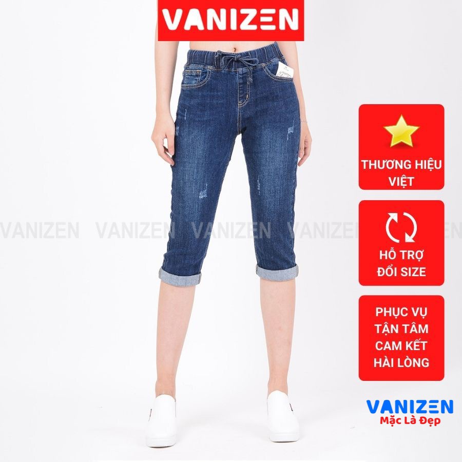 ✴✖Quần ngố jean nữ đẹp lưng cao cạp chun xước nhẹ hàng hiệu cấp mã 358 VANIZEN