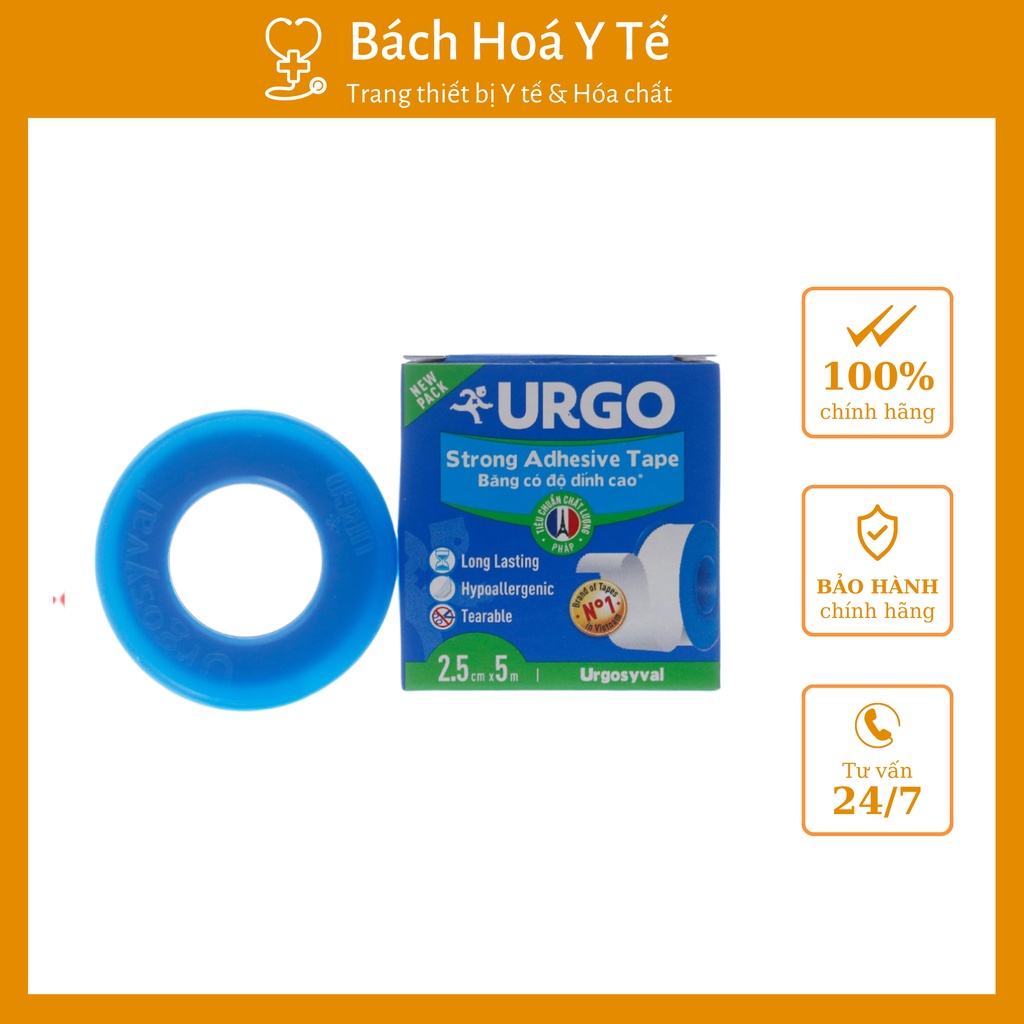 Băng keo lụa Urgotana, có độ dính cao, sản xuất Việt nam, Cuộn 2.5x5 cm