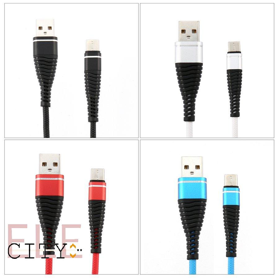 111ele} USB-C Type C Cable Coiled Spring Type-C Data Sync Charging Cable