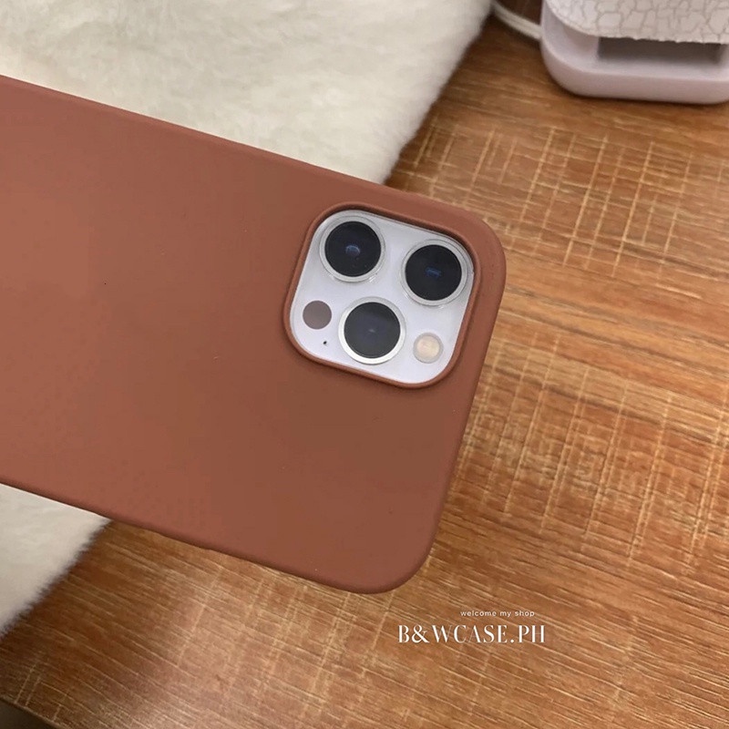Ốp điện thoại silicon màu nâu ấm áp cho compatible for iPhone 12 11 pro max ix xs max xr se2 6 6s 7 8 plus