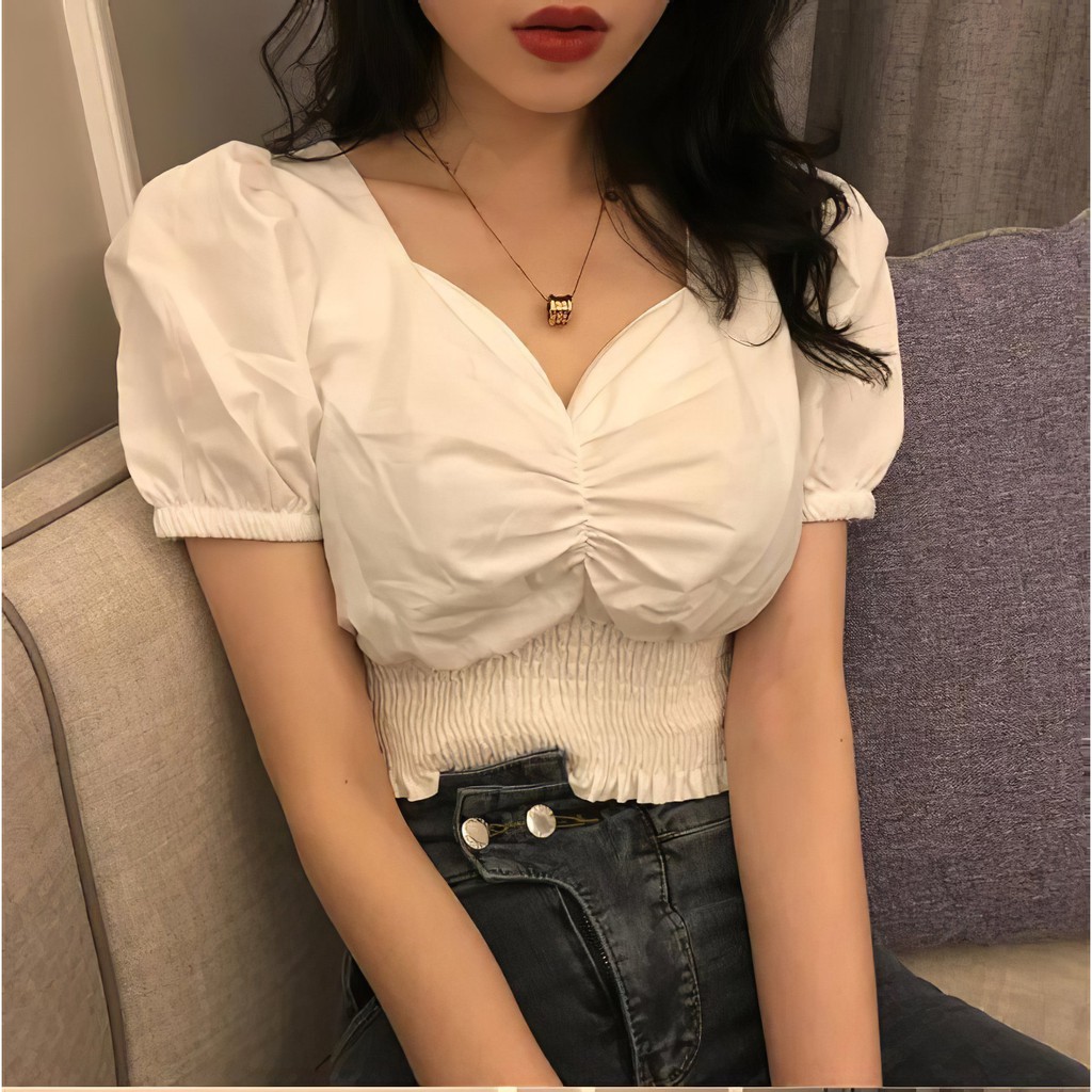 ÁO CROPTOP CÚP NGỰC TAY PHỒNG