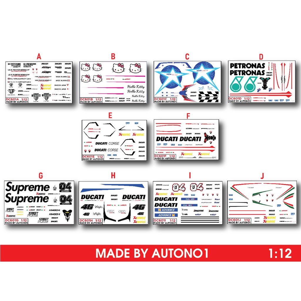 Decal nước độ Ducai 1199-899-1299 panigale-ducai corse-tricolor-liberty walk mô tô tỉ lệ 1:12 autono1 DC601