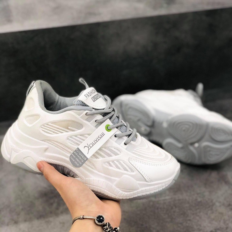 Giày Thể Thao Sneaker Đế Cao Sóng Phối Màu Vạt Chữ (QC M10)