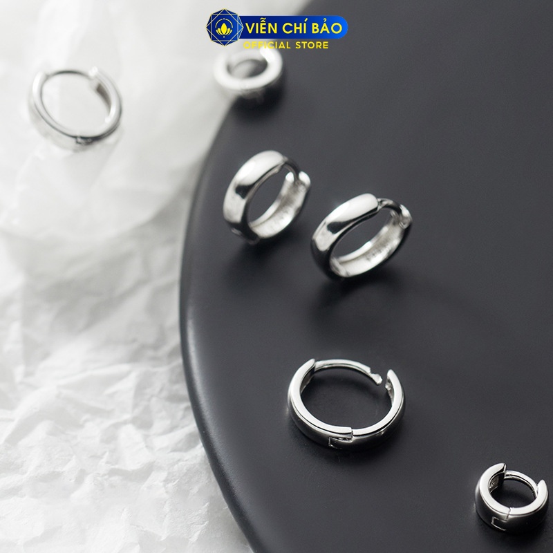 Bông tai bạc nữ tròn trơn chất liệu bạc 925 thời trang phụ kiện trang sức nữ thương hiệu Viễn Chí Bảo B400573