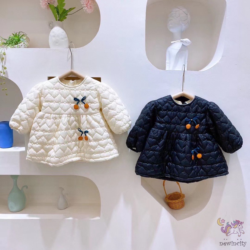 Đầm cotton dày thời trang mùa đông hàn quốc dành cho bé gái