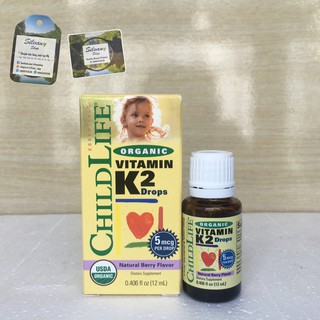 ChildLife Vitamin K2 Organic 5mcg 12ml - Bổ Sung Vitamin K2, Giúp Xương Chắc Khỏe - Dành cho Bé Từ Sơ Sinh đến 12 Tuổi