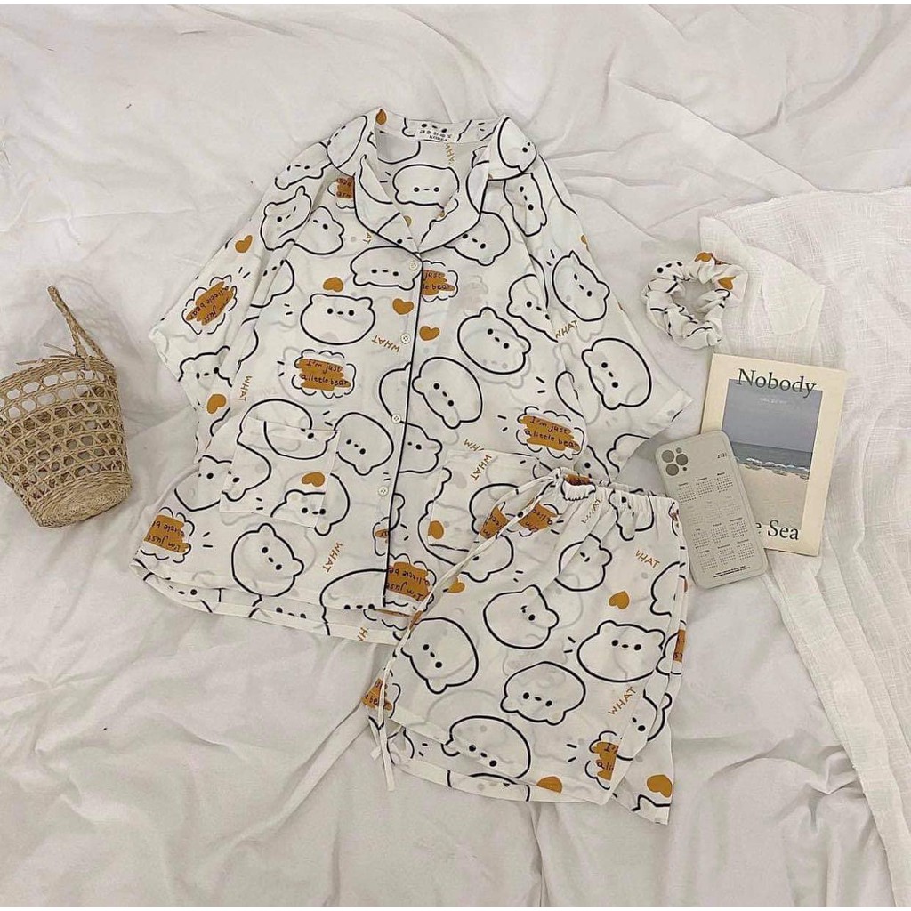 Bộ ngủ nữ,set bộ pijama lụa mango loại đẹp 5 hình hot ulzzang