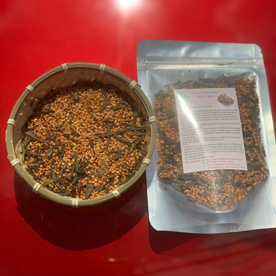 Trà xanh gạo lứt genmaicha Nhật Bản 200g