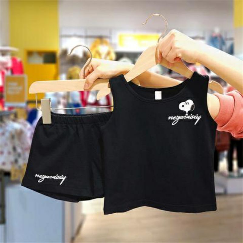 Mới | Bộ ba lỗ unisex thời trang cún ngộ nghĩnh in chữ cho bé 8-18kg
