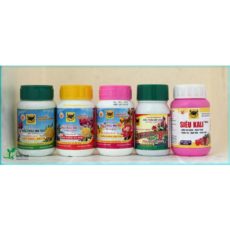Bộ 5 Chai Phân Bón Lá Đầu Trâu cho tất cả giai đoạn, ra rễ, nảy chồi, mập thân, kích nụ, dưỡng hoa,phục hồi cây