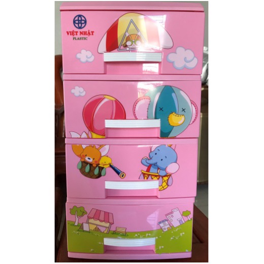 TỦ NHỰA KITTY 4 TẦNG MINI VIỆT NHẬT ĐỰNG QUẦN ÁO TRẺ EM - TỦ QUẦN ÁO TRẺ EM