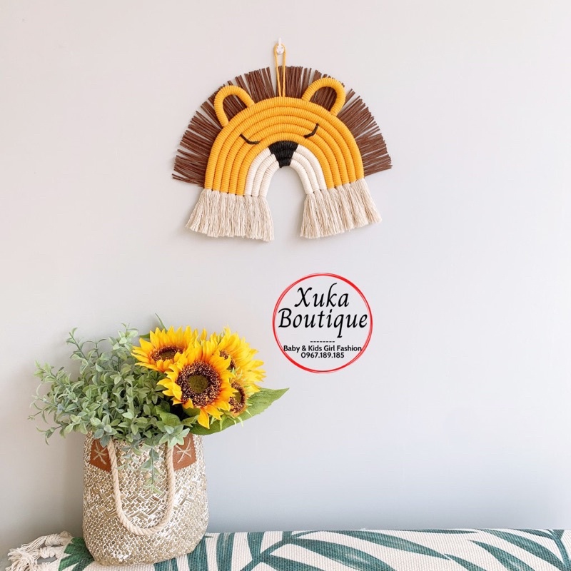 Phụ Kiện Treo Tường Cầu Vồng Macrame Tua Rua Phòng Trẻ Em Sz 36x29cm, Decor Phòng Dệt Tay Thủ Công Đẹp Chắc Chắn