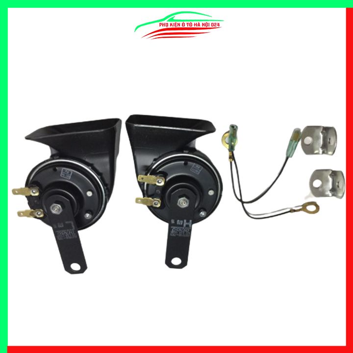 Bộ 2 còi sên DENSO kèn xe hơi 12V có sẵn dây âm lượng chuẩn dùng cho xe máy ô tô