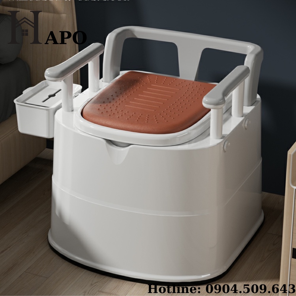 Bồn Cầu Di Động Tiện Ích Cho Người Già Trẻ Nhỏ, Bô Vệ Sinh Có Tay Vịn Chắc Chắn, Toilet Thông Minh Có Đệm