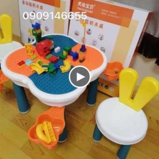 Bàn lego cho bé hình hoa anh đào đa năng - Đủ bộ có ghế
