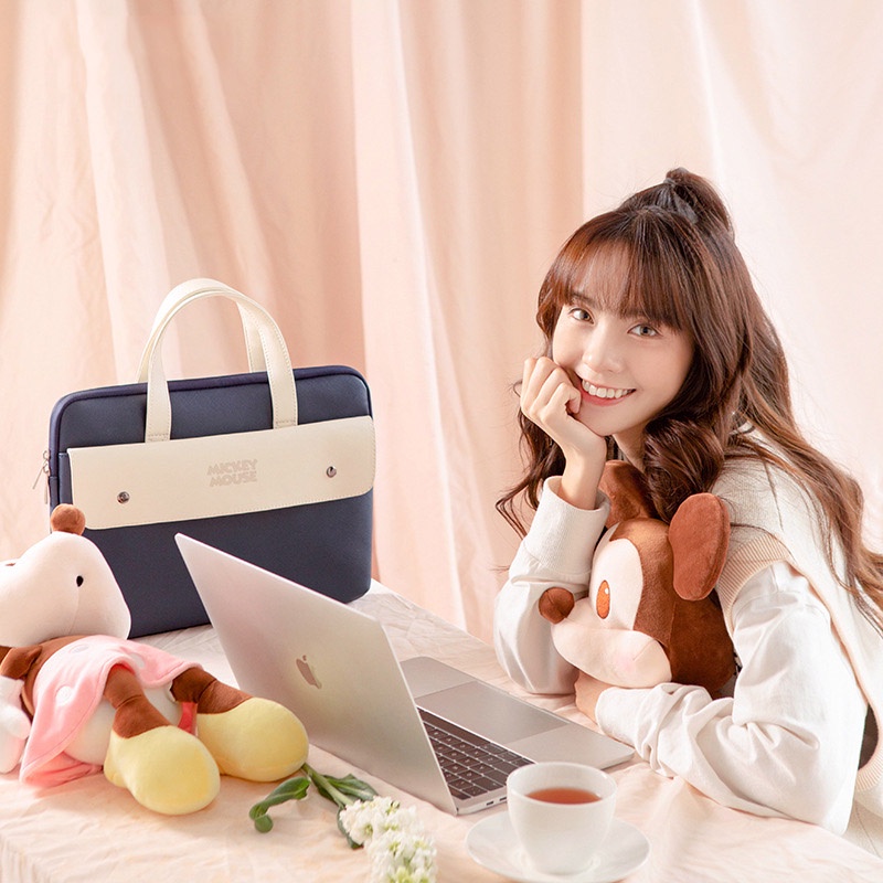 Túi Xách Da PU Đựng Laptop Macbook Air Pro 13 14 15.6 inch In Hình Chuột Mickey Disney