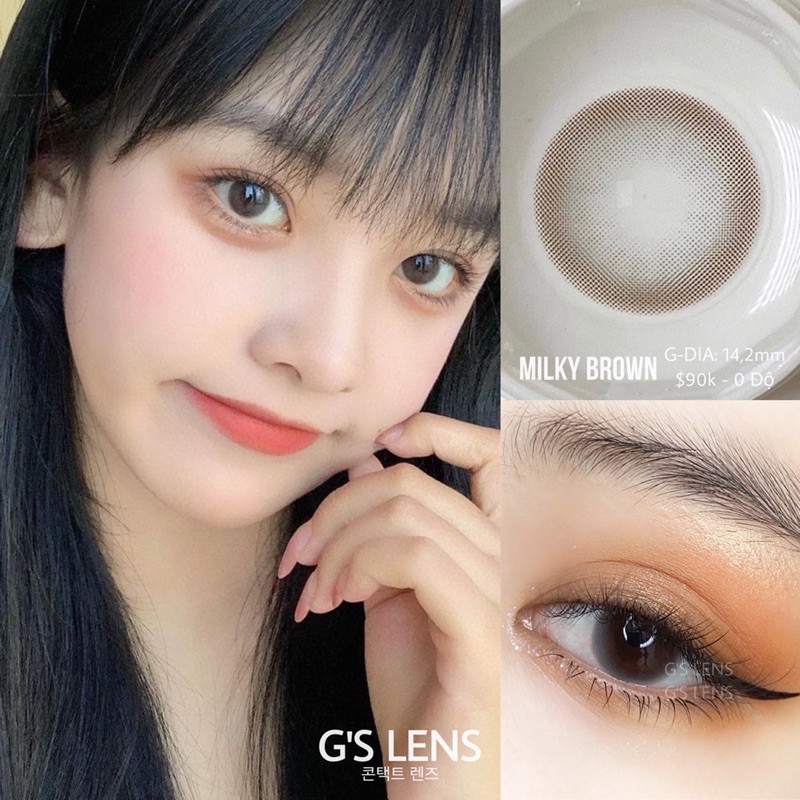 𝗠𝗶𝗹𝗸𝘆 𝗕𝗿𝗼𝘄𝗻 - Kính Áp Tròng Nâu Tự Nhiên Đẹp Bất Chấp Giãn Ít (Size s)