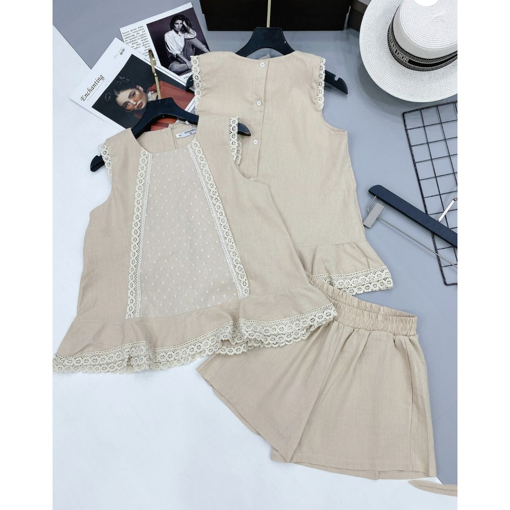 Bộ be viền phối ren, set áo ba lỗ đũi phối ren mix quần sooc xinh xắn - S26 | BigBuy360 - bigbuy360.vn