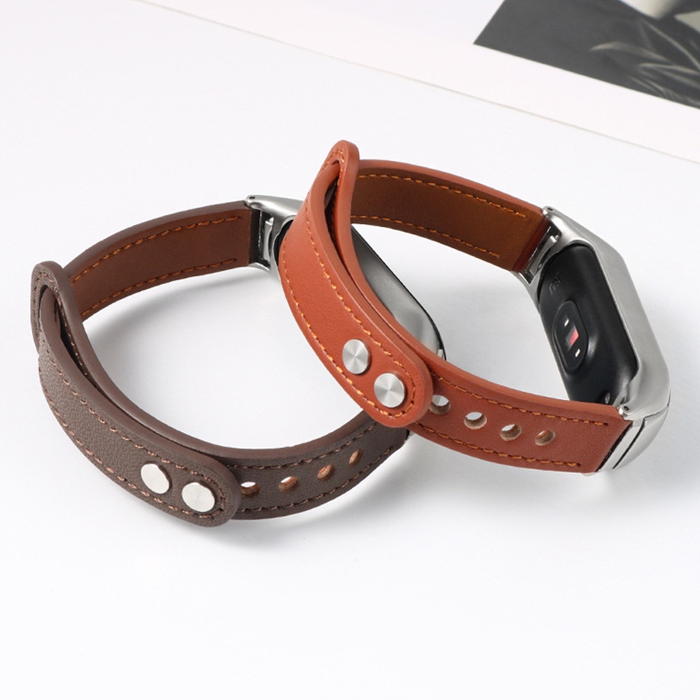 Dây Đeo Da Thay Thế Cho Đồng Hồ Thông Minh Xiaomi Mi Band 7 6 5 4 3
